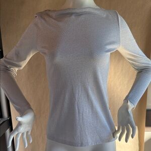 Ralph Lauren Black Label Shimmering Silver Long Sleeve Top